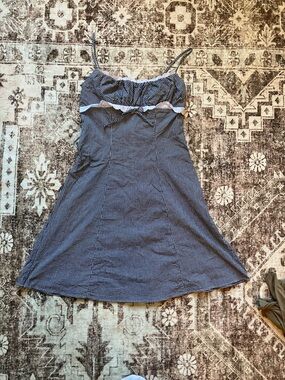 Gingham Ruffle Trim Sundress in Black and White baby doll vintage y2k